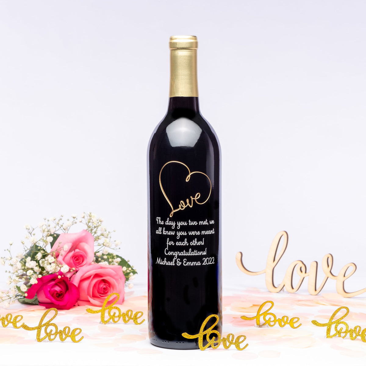 Love Script Infinity — Engraved Wine Bottle