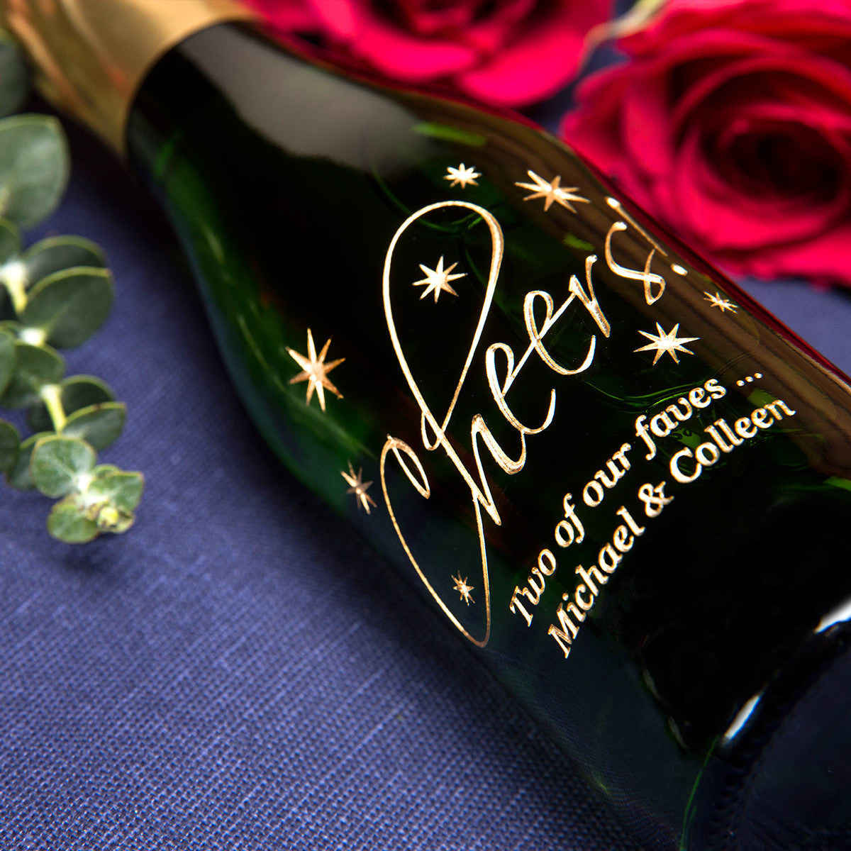Graceful Cheers Etched Favor Sets — engraved personalized design