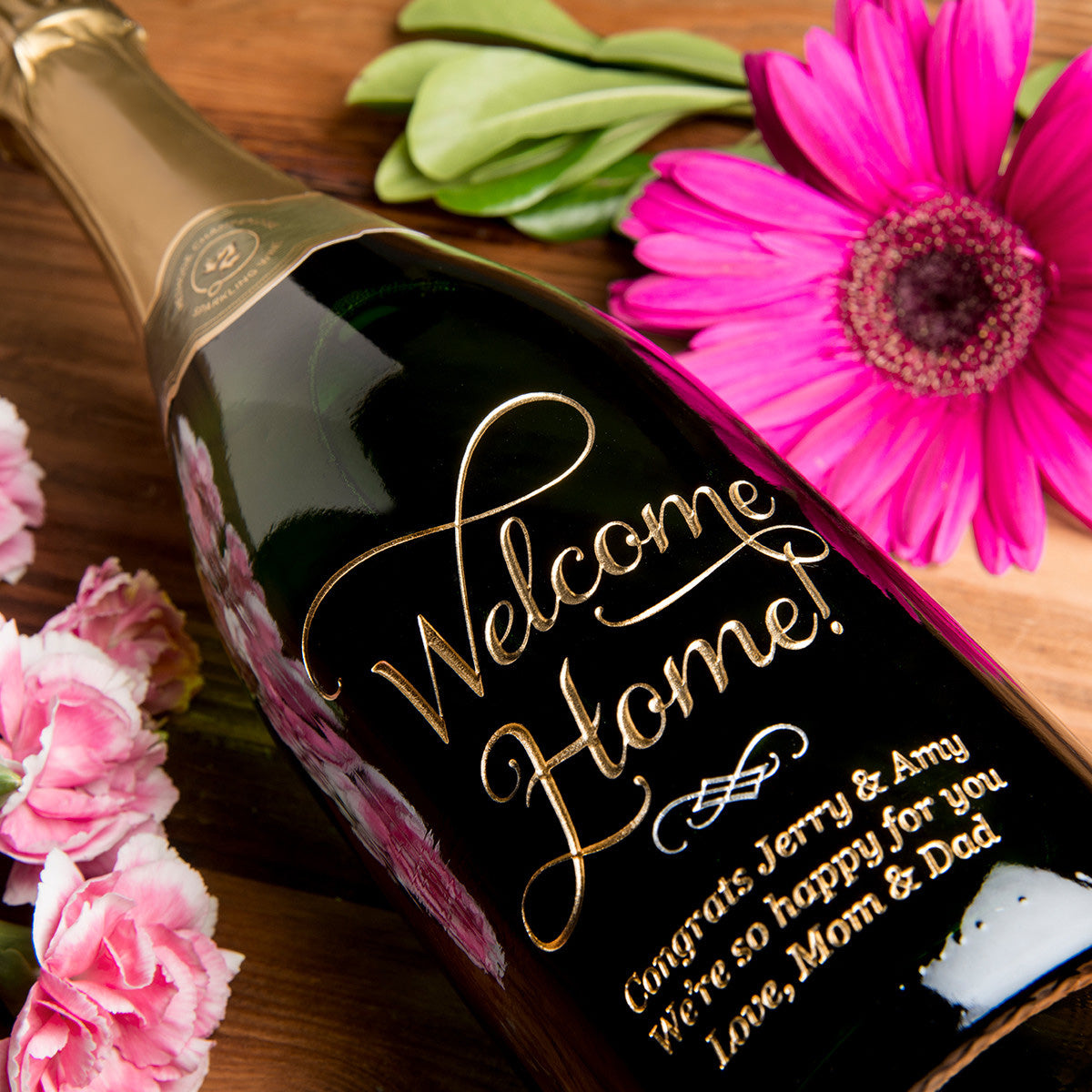 Joyful Welcome Home — Engraved Wine Bottle