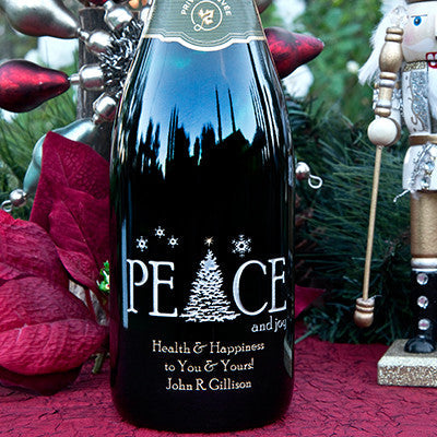 Peace & Joy — Engraved Wine Bottle