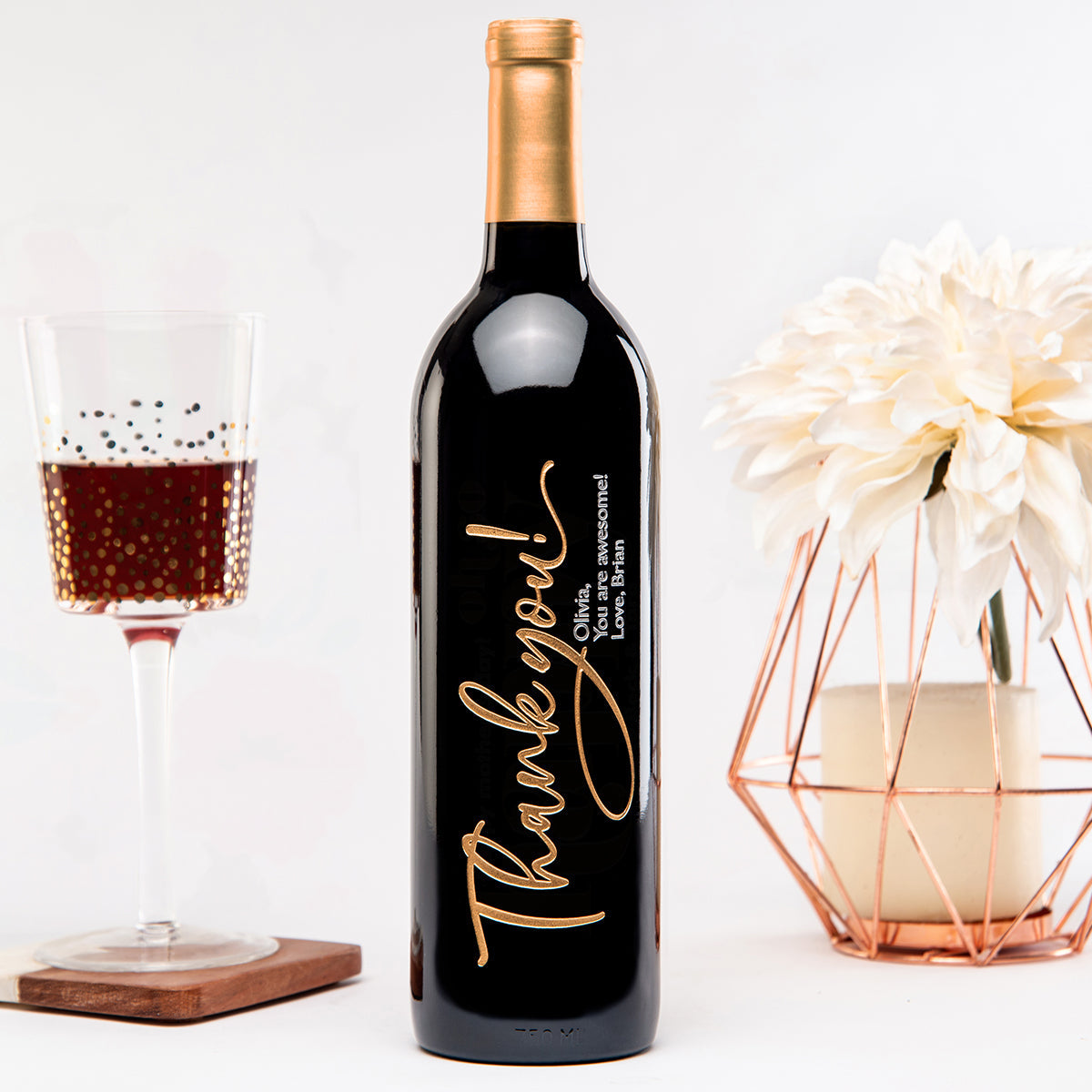 Thank You Script — Engraved Wine Bottle