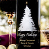Elegant Tree & Star — Engraved Wine Bottle
