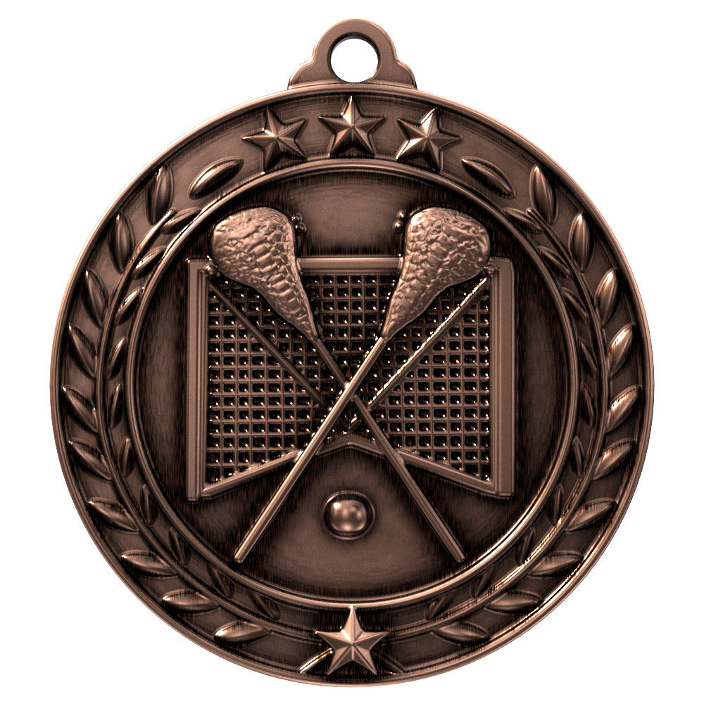1 3/4'' Antique Bronze Lacrosse Wreath Medallion