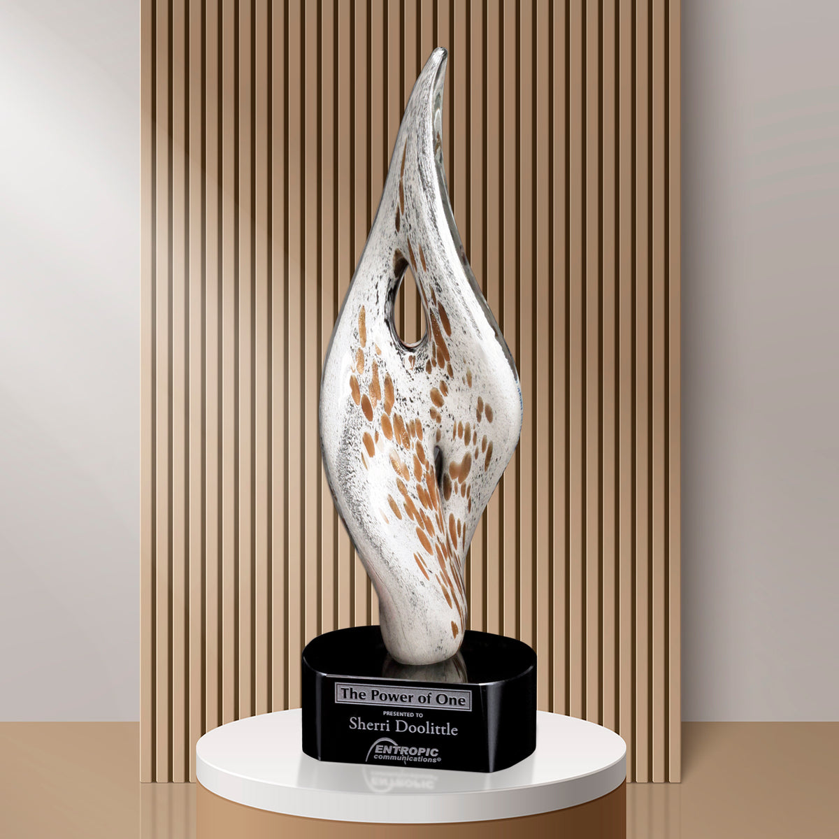 White Swirl Award 15" - Crystal D
